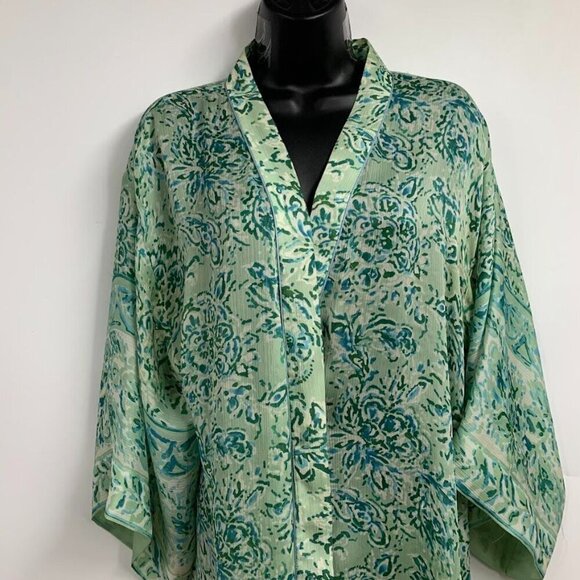 Oscar De La Renta Women's Sheer Long Sleeve Mid LEngth Kimono Size S - Picture 3 of 12